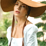 LOLA Wide Brim Jute Straw Hat In Havana Brown