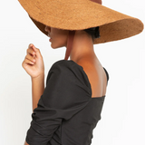 LOLA Wide Brim Jute Straw Hat In Havana Brown