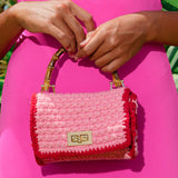 AIRMAIL Mini Crochet Handbag In Pink & Red