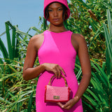 AIRMAIL Mini Crochet Handbag In Pink & Red
