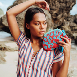 ARNOLDI ARIELA Hand-beaded Clutch Bag In Red & Turquoise Blue
