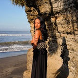 ARNOLDI Black Gold Hand-beaded Clutch In Black & Gold