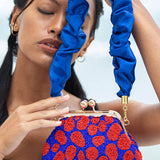 ARNOLDI Mandy Hand-beaded Clutch, in Savoy Blue & Red