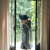 LOLA Wide Brim Jute Straw Hat In Black