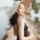 LOLA Wide Brim Jute Straw Hat In Natural Beige