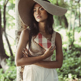 LOLA Wide Brim Jute Straw Hat with Black Strap