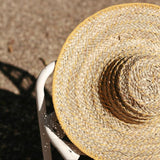 Balinese Pecatu Wide Round Straw Hat In Butter Yellow
