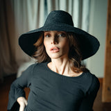 RIRI Jute Handwoven Straw Hat In Black