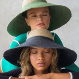 RIRI Duo Jute Handwoven Straw Hat In Natural & Kelly Green