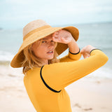 RIRI DUO Jute Handwoven Straw Hat In Nude & Golden Yellow