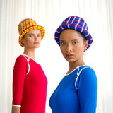 SCHOOLGIRL Plaid Crochet Hat red, yellow and beige