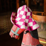SHILO Checkered Crochet Hat In Pink & White