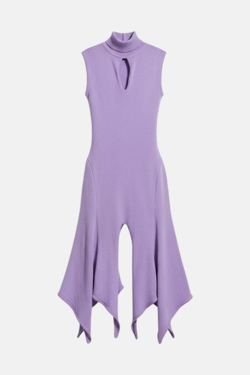 thebe magugu purple dress Thebe Magugu Tinsel Keyhole Handkerchief Hem Dress
