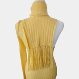 Thebe Magugu Roll Neck One Shoulder Wool Knit Yellow Dress Size M