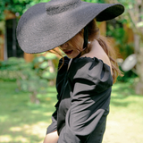 LOLA Wide Brim Jute Straw Hat In Black