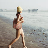 Louisa Striped Straw Tote Bag