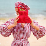 PETITE NAGA Macrame Bucket Bag In Scarlet Red