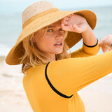 RIRI DUO Jute Handwoven Straw Hat In Nude & Golden Yellow