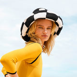 SHILO Checkered Crochet Hat In Black & White