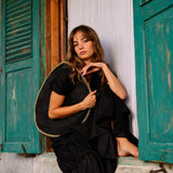 SOLO FIG Large Black Jute Bag With Gold Chain