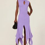 Thebe Magugu Turtleneck Rib Handkerchief-hem Wool Dress Size M