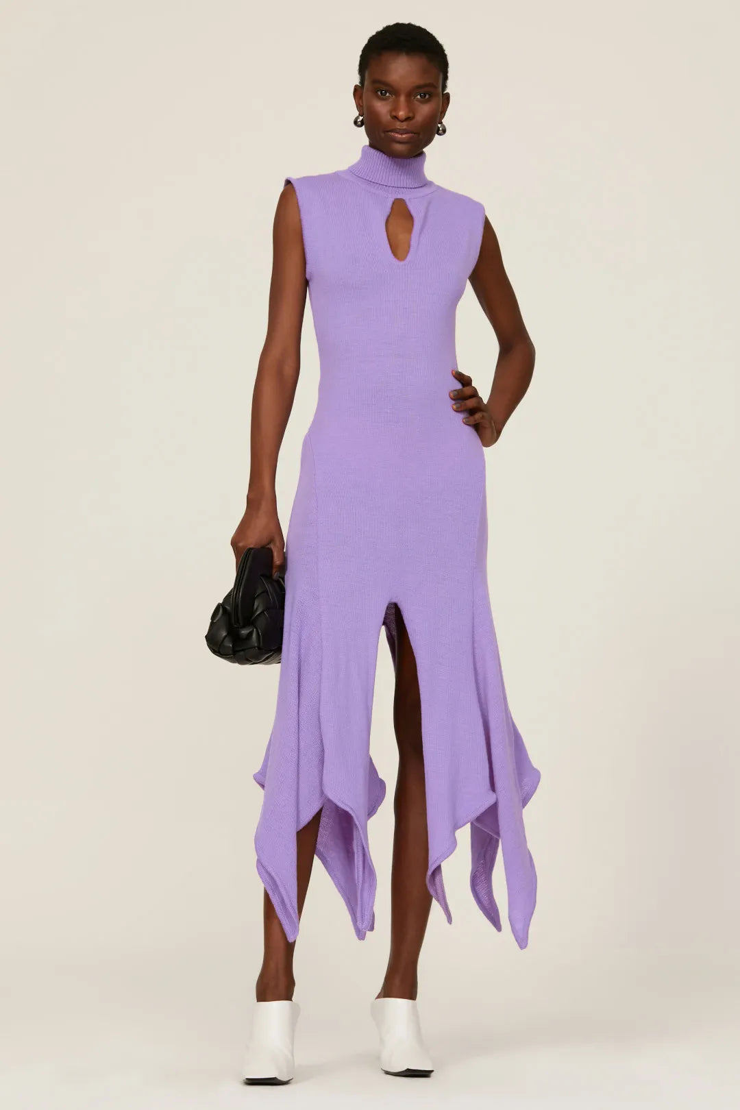 thebe magugu purple dress NWT Thebe Magugu multi slit dress with turtle neck