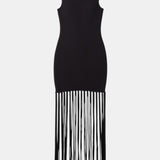 Thebe Magugu Off-the-Shoulder Fringed Wool Maxi Dress Size XS